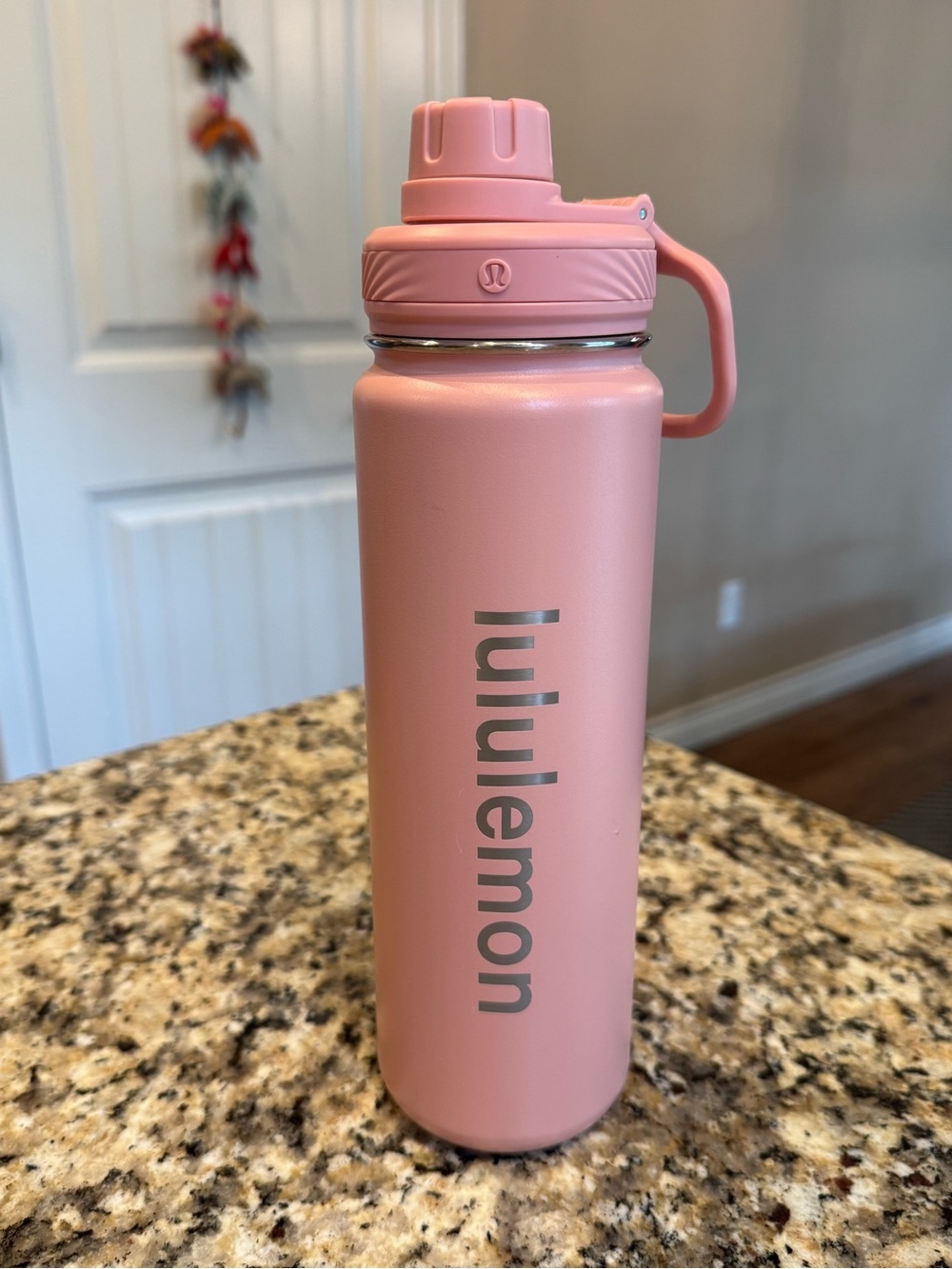 lululemon Pink Back To Life Sports Bottle with Carry Handle